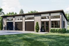 a two car garage is shown in this rendering