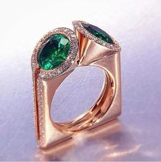 Brand New Unique Rose Gold Emerald Cocktail Ring. Size 9 1/2 New To Poshmark? Use Referral Code Kimberlyn222 To Receive $10. Color Engagement Rings Vintage, Vintage Gold Engagement Rings, Vintage Wedding Gifts, Multi Gemstone Ring, Colored Engagement Rings, Yellow Gold Wedding Ring, Engagement Ring Vintage, Fashion Female, Wedding Rings Vintage