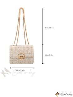 Bird in Bag - Minimalist Textured Chain Shoulder Bag Trendy Office Shoulder Bag With Gold Chain, Chic Beige Shoulder Bag With Fold Over Clasp, Elegant Beige Bag With Chain Detail, Beige Chain Shoulder Bag For Formal Occasions, Formal Beige Shoulder Bag With Chain Detail, Formal Beige Shoulder Bag With Chain, Office Crossbody Shoulder Bag With Gold Chain, Chic Beige Shoulder Bag With Chain Strap, Elegant Beige Shoulder Bag With Chain