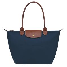 Shoulder bag S, Navy - View 1 of 5 - zoom in Long Champ Bag, Longchamp Shoulder Bag, Longchamp Medium, Long Champ, Longchamp Bag, Longchamp Bags, Recycled Canvas, Medium Tote, Cute Bags