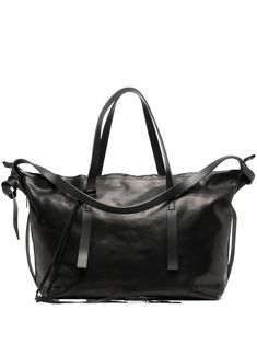 black leather two long top handles top zip fastening silver-tone hardware tonal laces main compartment internal zip-fastening pocket Everyday Uniform, Boris Bidjan Saberi, Black Leather Bags, Large Tote Bag, Metallic Logo, Black Tote Bag, Womens Tote, Large Tote, Leather Accessories