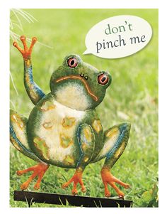 a card with a frog saying don't pinch me