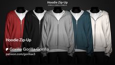 the hoodie zip - up is designed to look like it has three different colors