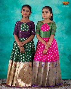 Go with the trend in traditional attire be it a birthday day party, wedding, temple visit or any Special occasion. SHOP ONLINE https://www.shivangiclothing.com/collections/long-gown CONTACT 8098833000 #shivangiclothing #traditionalwear #longdress #pattupavadai #shivangipattupavadai #girlswear #womenswear #online #boutique #dressmaker #wholesale Parikini Designs For Kids, Langa Blouse, Frocks For Kids, Simple Frock Design