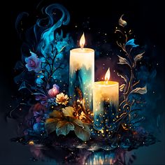 Watercolour Candle Painting, Candles Watercolor, Candles Clipart, Fantasy Candle, Watercolor Candles, Candle Illustration, Candle Clipart, Pic Candle, Candle Images