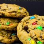 chocolate chip cookies with m & m candy on top