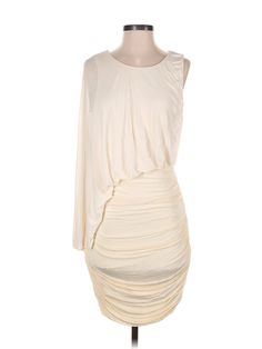 BCBGMAXAZRIA Solid Ivory Casual Dress Size S - 83% off Cream Fitted Draped Dress, White Draped Mini Dress For Spring, Spring White Draped Mini Dress, Beige Draped Dress For Spring, White Draped Midi Dress For Spring, Beige Draped Midi Dress For Spring, Off White Ruched Dress For Spring, Ivory Cocktail Dress, Workwear Essentials