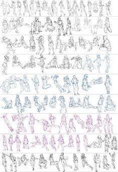 an image of various poses and gestures for the character in this game, drawn by hand