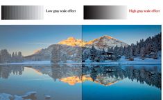 two pictures with the same image on them and one has snow covered mountains in the background