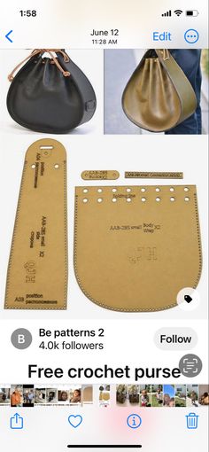 an image of the back side of a purse with instructions for how to make it