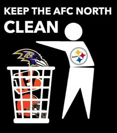 a poster with the words keep the afc north clean and an image of a man throwing out a football in a trash can