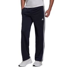 An activewear staple. Gear up and conquer your active life in these men's pants from adidas. An activewear staple. Gear up and conquer your active life in these men's pants from adidas. Moisture-wicking 3 stripes along both legs 2-pocketFIT & SIZING Regular, relaxed fit 30-in. inseam Drawstring elastic waistbandFABRIC & CARE 100% recycled polyester Machine wash Imported Color: Dark Blue. Gender: male. Age Group: adult. Material: Fleece. Relaxed Fit Activewear For Workout, Adidas Sportswear Sweatpants For Workout, Three Stripes Relaxed Fit Activewear For Workout, Adidas Moisture-wicking Sweatpants For Jogging, Adidas Logo Sweatpants For Training, Adidas Sweatpants With Three Stripes For Workout, Relaxed Fit Sweatpants With Three Stripes For Sports, Adidas Athleisure Sweatpants For Workout, Adidas Three Stripes Joggers For Workout