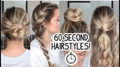 4 60 SECOND HAIRSTYLES! Yes, I Timed Them! Short, Medium & Long Hairstyles Easy Mom Hairstyles, Medium Long Hairstyles, Church Hairstyles, Boar Hair Brush, Rainy Day Hairstyles, Easy Updos For Long Hair, Longer Hair Faster, Hairstyle Youtube, Easy Bun