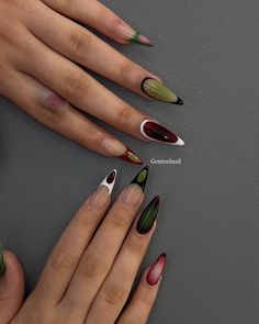 💚♥️🖤🤍 📍We’re located in Bloor West Village near Jane and Runnymede station 🚉 . . #GENTEELnailsalon #downtowntoronto #higparknails #Torontonailsalon #frenchtip #nails #halloweennails #nailart #nailsonfleek #gel #nailsr2inspire #birthdaynails #acrylicnails #freehandnailart #characterart #butterflynail #y2k #crystalnail #summernail #diamondnail #valentinenails #cateyenails #3dgel #chromenail Before And After Nails, Nails French Color, Color French Nails, Eccentric Nails, Almond Aesthetic, Hard Nails, Cute Toe Nails, Cat Eye Nails, Diamond Nails