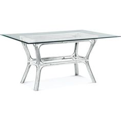 a glass table with metal legs and a clear top on an isolated white background photo