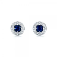 Vintage-Inspired Diamond and Blue Sapphire Earrings | Joseph Jewelry | Bellevue | Seattle | Online | Design Your Own Custom Bridal Jewelry Classic Blue Diamond Earrings For Anniversary, Blue Diamond Earrings For Anniversary, Gia Certified Sapphire Earrings For Formal Occasions, Classic Sapphire Diamond Earrings For Wedding, Sapphire Diamond Earrings For Wedding, Blue Gia Certified Diamond Earrings For Wedding, Blue Diamond Earrings For Wedding, Blue Platinum Earrings For Wedding, Classic Blue Diamond Earrings For Wedding