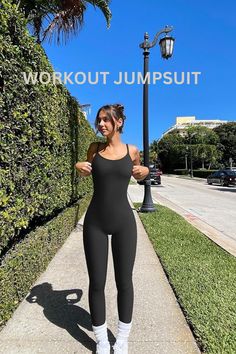 Women Workout Seamless Jumpsuit Yoga Ribbed Bodycon One Piece Spaghetti Strap Leggings. Associate link attached. Seamless Jumpsuit, Workout Jumpsuit, Compression Wear, Women Workout, Fitness Apparel, Workout Pictures, One Piece Outfit, Workout Outfit