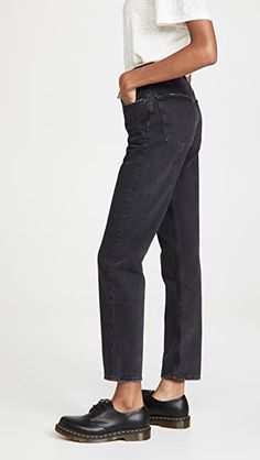 AGOLDE The 90's Pinch Waist Jeans | SHOPBOP Washed Black Straight Leg Cropped Jeans For Fall, Washed Black Straight Jeans For Fall, Straight Washed Black Jeans For Fall, High Rise Washed Black Jeans For Work, Washed Black Mid-rise Jeans For Workwear, Mid-rise Washed Black Jeans For Work, Washed Black High Rise Jeans For Work, Washed Black Straight Fit Jeans, Rigid Denim Cropped Jeans For Workwear