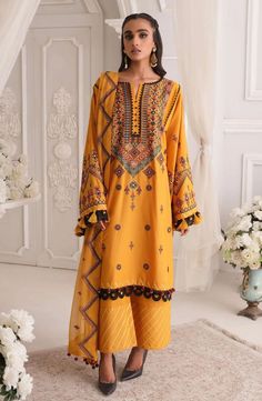 Embroidered Lawn Kameez Trouser Dupatta Pakistani Dress Eid Dress, Fuchsia Wedding, Lawn Dress, Pakistani Salwar Kameez, Eid Dresses, Lawn Fabric, Ladies Clothing, Pakistani Designers, Shalwar Kameez