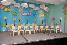 a stage set up for a children's birthday party