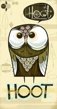 an owl with a thought bubble above it's head and the words hoot