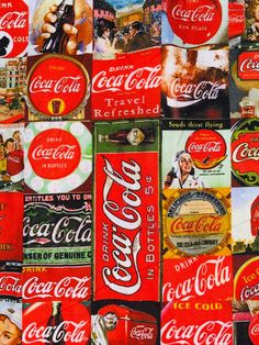 coca - cola collage made up of many different types of cans