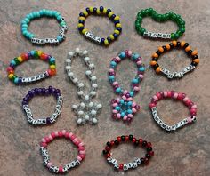 Dirty Kandi Bracelets, Candi Ideas Rave, Rave Kandi Ideas Funny, Candi Bracelet Idea, Bracelet Ideas Loom, Funny Kandi Bracelets Sayings, Subtronics Kandi, Matching Bead Bracelets For Couples, Emo Kandi Bracelets