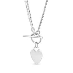 You'll love the chic design of this darling toggle heart necklace. Sterling silver 6 x 5mm curb chain A flat heart-shaped charm suspends from the toggle ring 17-inches Made in Italy Trendy Heart Pendant Jewelry With Toggle Clasp, Trendy Jewelry With Heart Pendant And Toggle Clasp, Valentine's Day Toggle Necklace With Heart Charm As Gift, Trendy Necklaces With Toggle Clasp For Valentine's Day, Valentine's Day Gift Toggle Necklace With Heart Charm, Heart Charm Toggle Necklace For Valentine's Day Gift, Trendy Valentine's Day Necklace With Toggle Clasp, Modern Heart Charm Necklace For Valentine's Day, Elegant Silver Toggle Necklace With Heart Charm