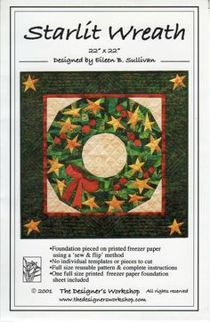 the cover of starlit wreath quilt pattern