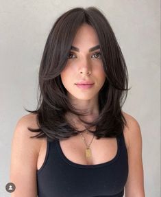 beautiful hair color and style Haircuts For Fine Dark Hair, Long Shag Bob With Bangs, Neck Length Haircuts For Women, Short Hair In Layers Shoulder Length, Shoulder Length Hair Short Layers, Hair Cut Medium Layers, Layered Bob Hairstyles Shoulder Length Round Faces, Straight Thick Hair Styles, Layered Hair Short Shoulder Length