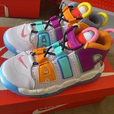 Nike Air More Uptempo Barley Grape/Orange Peel Brand New Never Worn Playful Low-top Rainbow Sneakers, Playful Rainbow Low-top Sneakers, Playful Low-top Sneakers For Play, Playful Purple Low-top Sneakers, Multicolor Non-slip Sneakers For Playtime, Sporty Purple School Sneakers, Multicolor Low-top Sneakers For Playtime, Casual Nike Sneakers For Playtime, Playful Multicolor Round Toe Sneakers