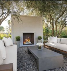 an outdoor fireplace is shown in this article