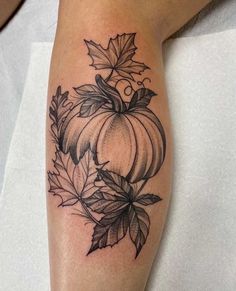 Cute Pumpkin Tattoo, Fall Tattoo Ideas Autumn, Pumpkin Tattoos, Honey Tattoo, Halloween Tattoo Ideas, Pumpkin Tattoo, Autumn Tattoo, Feminine Tattoo Sleeves, Birthday Tattoo