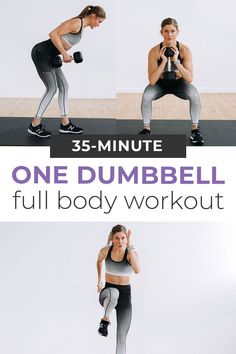 a woman doing dumbbell exercises with the text, 25 - minute full body workout