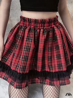 Zlily - Stylish Kpop Plaid Print Pleated Skirts: Modern Gothic High Waist A Line Skirts for Fashionable Women Modern Gothic, Cute Fabric, Printed Pleated Skirt, Pleated Skirts, Plaid Print, A Line Skirts, Pleated Skirt, High Waist, A Line