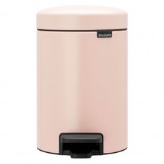 a pink trash can on a white background