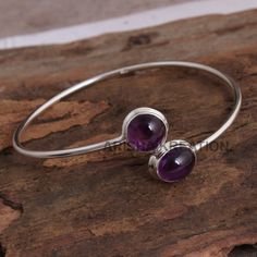 "Natural Purple Amethyst Gemstone Cuff Bracelet Fore Easter - 925 Sterling Silver Women Solid Bracelet Jewelry For Gift Length 8\" - ab0335 (Stamped 925). MATERIAL- 925 STERLING SILVER BRACELET SIZE - 8\" STONE - Amethyst STONE SHAPE - Oval, Round BRACELET WEIGHT - 8.89 GRAMS STONE SIZE - 10 x 8 MM" Adjustable Amethyst Sterling Silver Bracelet, Kyanite Bracelet, Gemstone Cuff Bracelet, Round Bracelet, Silver Handmade Jewelry, Designer Handmade Jewellery, Women Bracelet, Amethyst Bracelet, Silver Prices