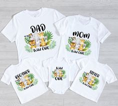 three matching shirts with the words, mom and two baby ones in front of them