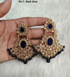 *Light Weighted Gold earrings. *No.1 *Earrings length: 3.2 inches (with drops) *Width : 2.2 inches Indian Bridal Earrings, Wedding Bollywood, Earrings Indian, Bollywood Jewelry, Indian Earrings, Jewelry Indian, Indian Bridal, Wedding Earrings, Bridal Earrings