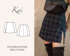 the skirt is made from plaid fabric and has an attached zipper at the waist, along with knee high boots