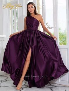 Bday Dress, Purple Prom, A Line Evening Dress, Purple Prom Dress, Mother Wedding Dress, One Shoulder Gown, A Line Prom Dresses, Dress Inspo