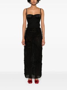 Huishan Zhang Ruffled Sheer Maxi Skirt - Farfetch Huishan Zhang, Sheer Maxi Skirt, Tulle Skirt Black, Tulle Maxi Skirt, Tulle Midi Skirt, Latest Skirts, Tweed Pencil Skirt, Floor Length Skirt, Black Tulle