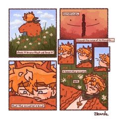 the comic strip shows an image of a boy with orange hair