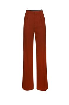 GALEN Trousers in Brick - New Arrivals - Petar Petrov ® Luxury Wide Leg Bottoms For Night Out, Luxury Wide-leg Pants For Fall, Luxury Wide Leg Bottoms For Fall, Luxury Wide-leg Pants For Night Out, Luxury Brown Straight Pants, Luxury Trousers For Fall, Classic Dress Pants For Night Out In Fall, Luxury Wide Leg Pants For Fall, Luxury Dress Pants For Fall