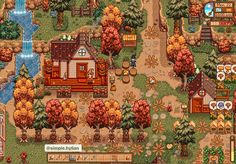 the game's map is shown with lots of trees and buildings