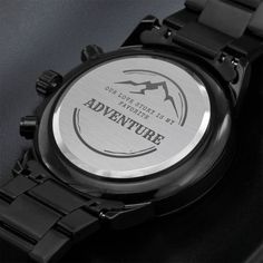 Our Love Story is My Greatest Adventure Engraved Black Chronograph Watch for Men Engraved Watch Men, Engraved Mens Watch, Personalized - Etsy Black Outdoor Watches With Date Display, Outdoor Black Watches With Date Display, Black Watch Accessories With Date Display For Outdoor, Outdoor Black Watch With Date Display, Black Watches With Metal Dial For Anniversary, Stainless Steel Chronograph Watch As Gift, Stainless Steel Chronograph Watch Gift, Black Stainless Steel Chronograph Watch For Outdoor, Outdoor Black Stainless Steel Chronograph Watch