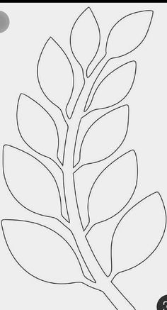 a drawing of a plant with leaves on the top and bottom, in black and white