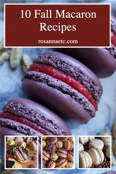 macaroni and cheese cookies with red icing on top are featured in this collage