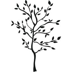 a black and white drawing of a tree with leaves