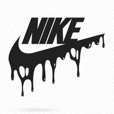 the nike logo is dripping in black and white